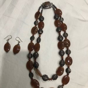 Vintage stone necklace and earring set
